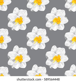 Seamless background with narcissus. Floral vector pattern. EPS10.