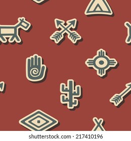 seamless background with native american symbols