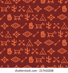 seamless background with native american symbols