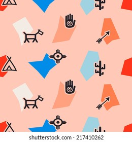 seamless background with native american symbols