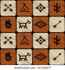 seamless background with native american symbols