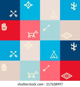seamless background with native american symbols
