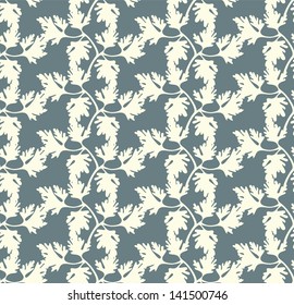 Seamless background with natural element - parsley herb silhouette. Vector illustration.