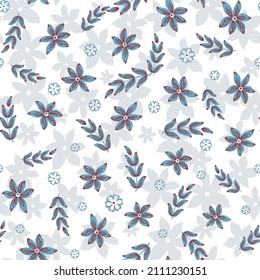 El azul de la naturaleza es un fondo incomparable. Patrón de cosecha. Ornamento geométrico. Elementos de hojas. Ilustración vectorial. Uso para papel pintado, papel de embalaje impreso, textiles.
