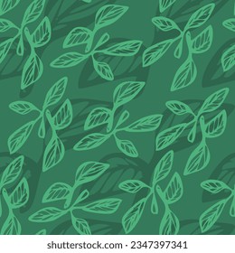 El fondo es verde y natural. Elementos de hojas. Ilustración vectorial. 