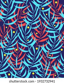 Seamless background in nature style. Vintage Vector Pattern. Geometric ornament. Elements of leaves. Exotic jungle wallpaper.