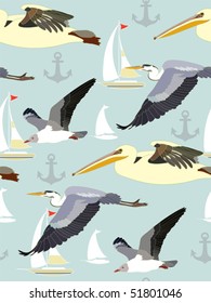 Seamless background with nautical elements. Ready to use as swatch.