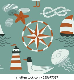 seamless background with nautical objects