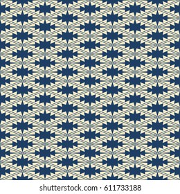 Seamless background navy blue rhomb check cross geometry frame kaleidoscope