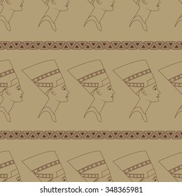 Seamless background with Nefertiti and ornaments. EPS 10 