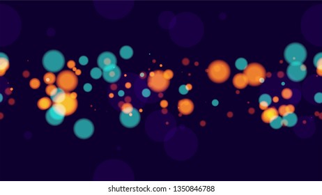 Seamless Background with Neon Bokeh Effect. Abstract Dark Pattern with Bright Particles. Blurred Night City Streets Background. Magic Glitter Bokeh Pattern.