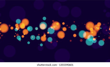 Seamless Background with Neon Bokeh Effect. Holiday Party Cover Pattern Design. Glowing Car Lights Poster Background. Magic Glitter Bokeh Pattern.