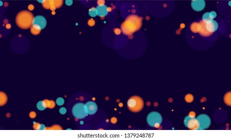 Seamless Background with Neon Bokeh Effect. Holiday Party Cover Pattern Design. Smooth Urban Space Background. Shining Twilight Bokeh Pattern.