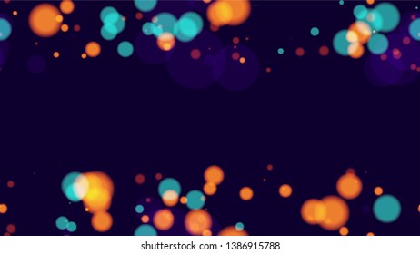 Seamless Background with Neon Bokeh Effect. Festive Shining Confetti Pattern. Neon Night City Life Poster Background. Magic Glitter Bokeh Pattern.