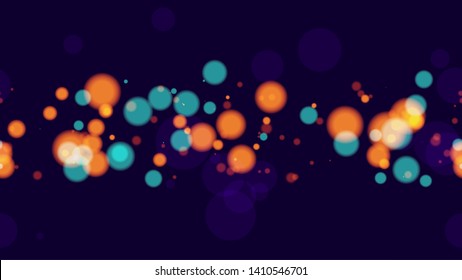 Seamless Background with Neon Bokeh Effect. Abstract Dark Pattern with Bright Particles. Neon Night City Life Poster Background. Magic Glitter Bokeh Pattern.