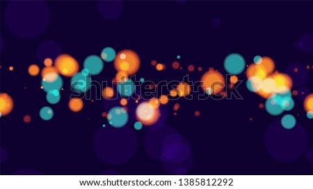 Seamless Background with Neon Bokeh Effect. Magic Twilight Cityscape Pattern. Neon Night City Life Poster Background. Shining Twilight Bokeh Pattern.