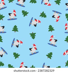 Fondo perfecto con el tema de Año Nuevo. Pájaro de ataúd y árbol de Navidad. Dibujado a mano. Patrón de Año Nuevo. Vector.Invierno y elementos de Navidad en un fondo oscuro. Embalaje de regalo.