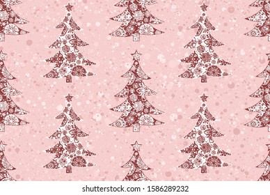 A Seamless background with New year tree.