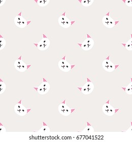 Seamless background nursery cute lovely cat face