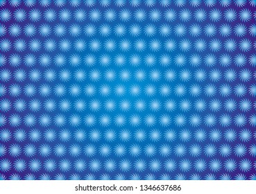 Seamless background of objects of rotation. Twisted stars on blue and cyan background. Vector graphics. Substrate for text.