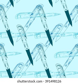 Seamless background with office pens. Vector illustration.