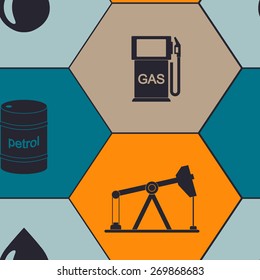 Seamless background with oil and petroleum theme for your design