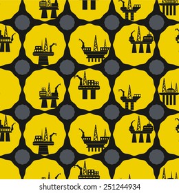 seamless background with oil platform for your design