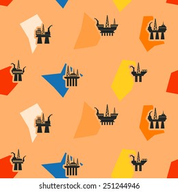 seamless background with oil platform for your design