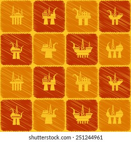 seamless background with oil platform for your design