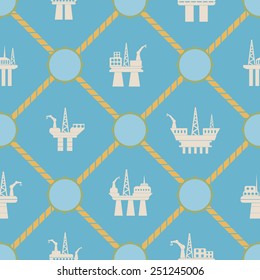 seamless background with oil platform for your design