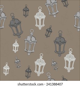 Seamless background with old lamp.