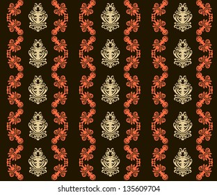 Seamless background in old style with floral pattern