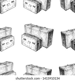 Seamless background of old suitcases