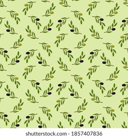 Nahtloser Hintergrund mit Olivenblättern. Ideal für den Druck auf Stoff oder Papier.