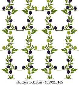 Seamless background with olive leaves. Ideal for printing on fabric or paper.