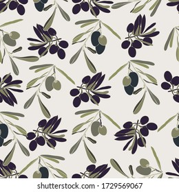 seamless background with olive and leaves, vector design for paper, fabric