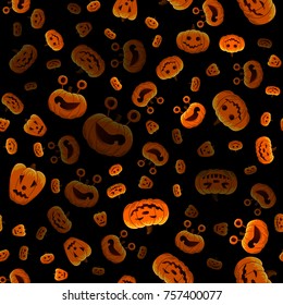 seamless background, on black, pumpkins to a hellovin, ridiculous and terrible, a vector illustration