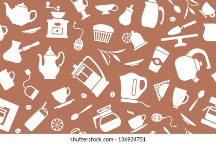 Seamless background on a coffee and tea theme