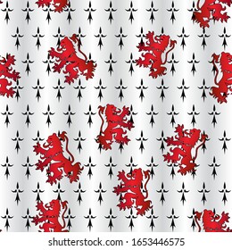 Seamless background on heraldic theme with emblems of lions.