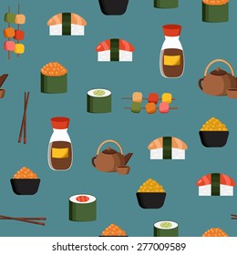 Seamless background on japanese cuisine theme for your design