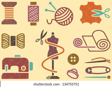 Seamless background on a sewing theme in vintage style