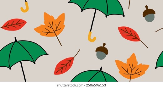 Seamless background on the theme of autumn. Vector illustration. The background is suitable for fabric, textile postcards, and albums.
