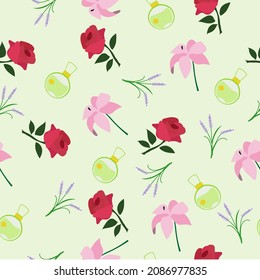 Seamless background on the theme of goods for women, perfumes.