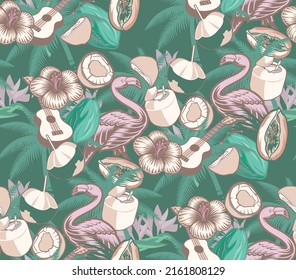 Seamless background on the theme of vacation, surfing. Ideal for textiles. Vector