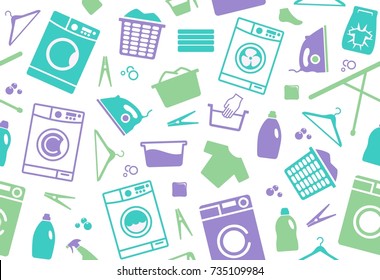 Seamless background on a theme of washing and care of clothes