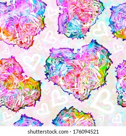 Seamless background on Valentine's Day with hearts. Vector, EPS 10 