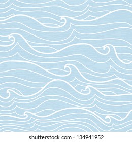 Seamless background of open sea with waves, vector illustration