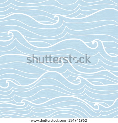 Seamless background of open sea with waves, vector illustration