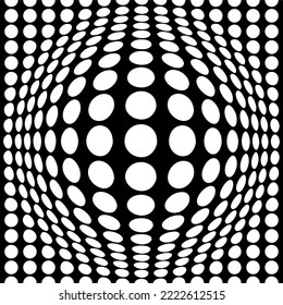 seamless background with optical illusion of a ball.Illustration of the dots - optical illusion on transparent background.Abstract background with circles. Chaotic particles in empty space. 