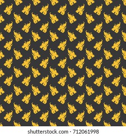 Seamless background of orange castles on a dark grey background